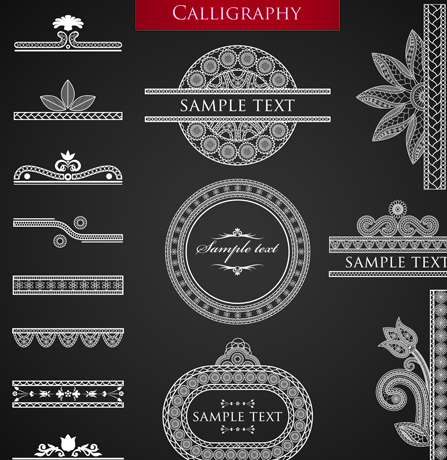 Set of ornate Calligraphy border pattern vector 01 pattern vector pattern ornate Calligraphy font border   