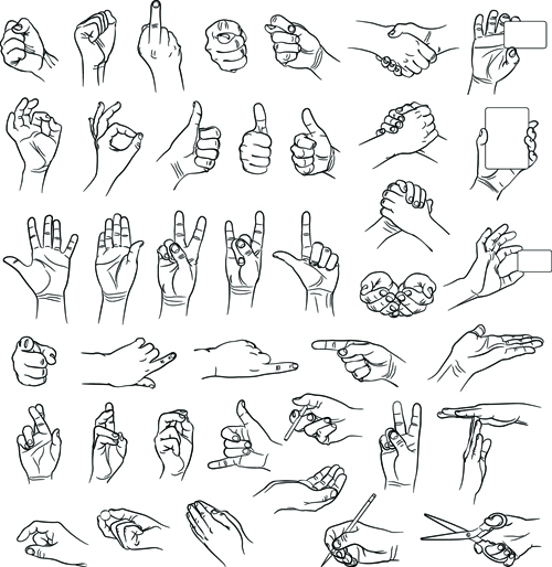 Vector set of different gestures graphic 03 gestures gesture different   