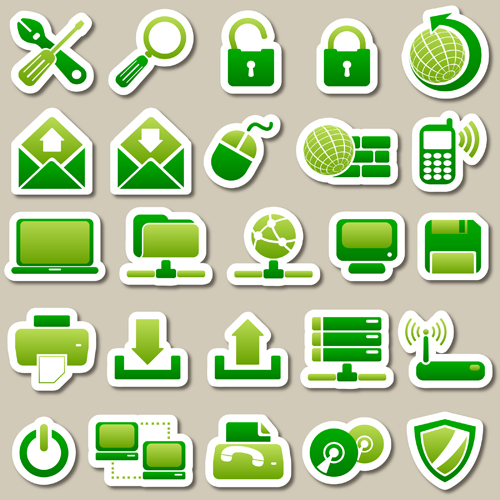 Different green icon vector set 01 icon green different   