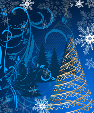Set of Blue charm Christmas cards vector 01 christmas charm cards card blue   