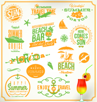 Vintage Summer vacation travel Logos vector 04 vacation travel summer logos logo   