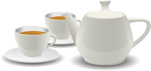 Set of teapot and tea cup vector 04 teapot tea cup   