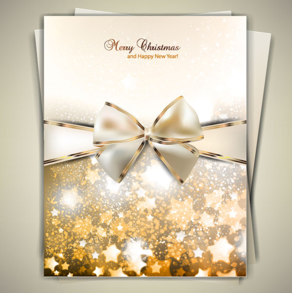 Ornate Christmas cards with Bow vector material 04 ornate material christmas cards card bow   