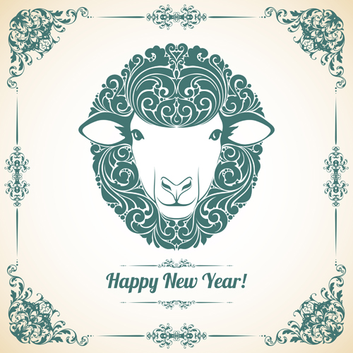 Sheep new year 2015 retro vector background 01 sheep Retro font new year background 2015   