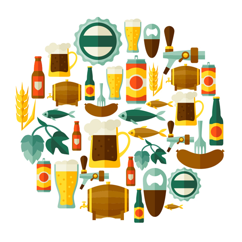 Beer flat style background vector design 07 style beer background   