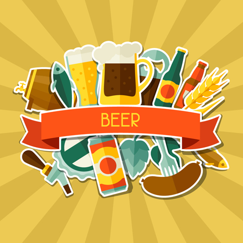 Beer flat style background vector design 05 style beer background   