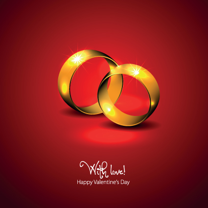 Golden wedding rings Valentine vector background 01 wedding Valentine rings golden   