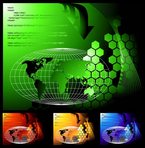 tech earth with web code vector background Vector Background tech earth code background   