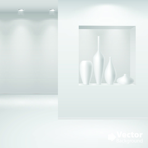 Set of Empty white interior backgrounds design vector 01 white interior empty   
