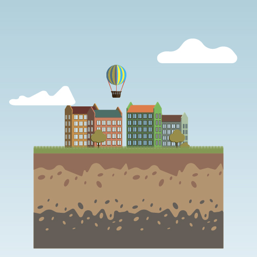 Flat urban landscape and building vector 06   