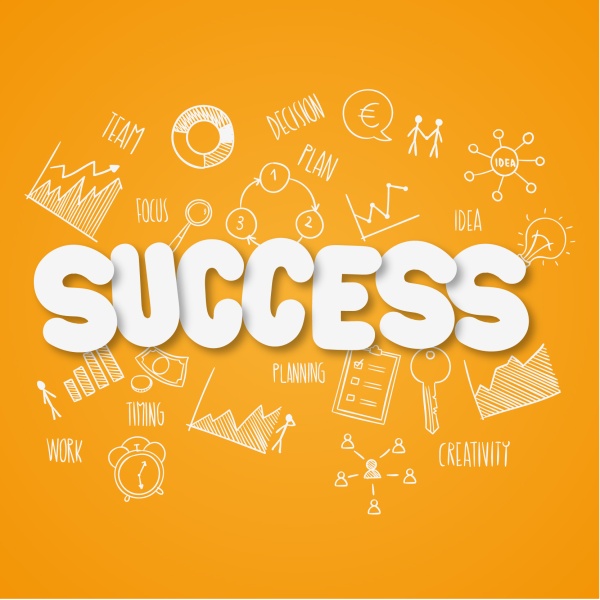 success sticker with hand drawn background vector sticker hand drawn background   