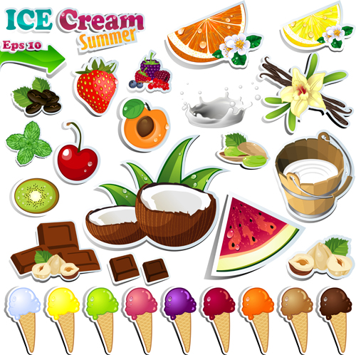 Vector set of ice cream creative design 08 ice cream creative   