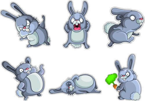 Cute Rabbits vector elements 03 rabbits rabbit elements element cute   