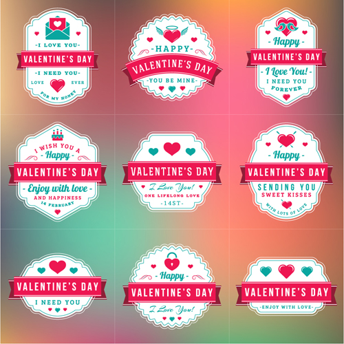 Vintage valentines day labels vector set 02 vintage valentines labels day   