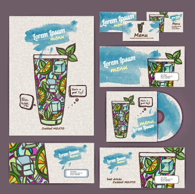 Vintage cocktail corporate identity kit vector 06 vintage identity corporate cocktail   