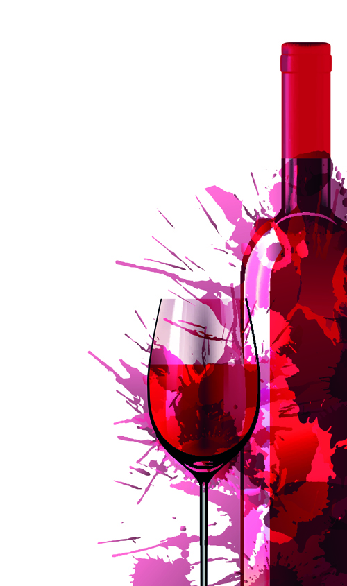 Wine Bottle with Splash Effect vector 05 wine bottle wine splash effect   