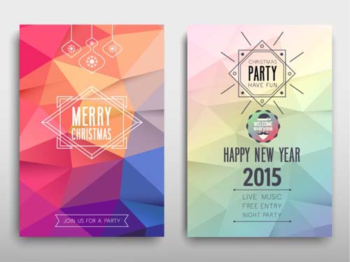 2016 Christmas with new year party poster geometric vectors   