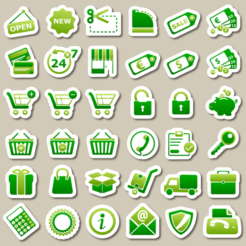 Different green icon vector set 03 icon green different   