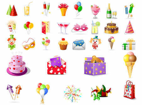 Birthday icons vector material vector icons graphics birthday   