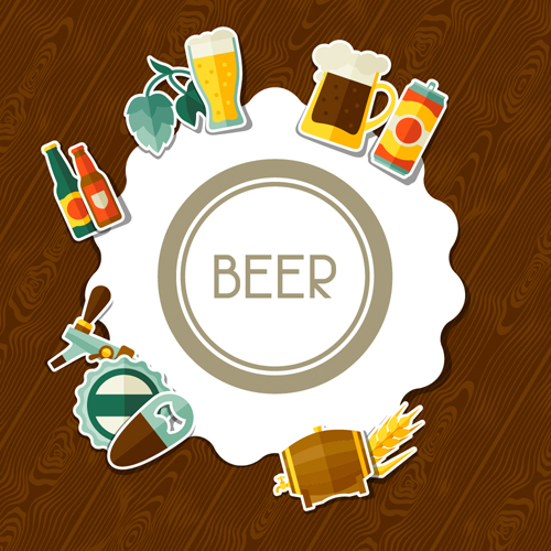 Beer flat style background vector design 04 style beer background   