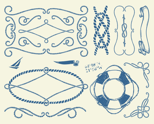 Hand drawn nautical elements vector material 04 nautical material hand-draw hand drawn elements element   