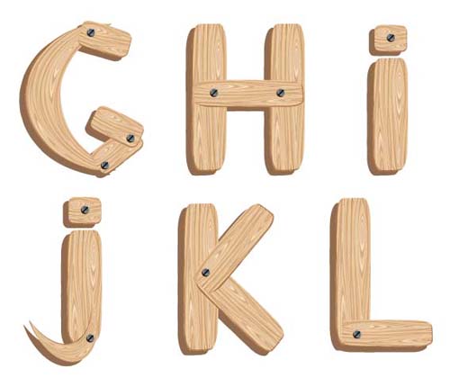 Creative Wooden Alphabet design vector set 01 wooden creative alphabet   