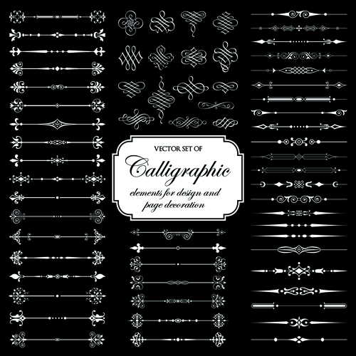 Calligraphic and decoration elements vector set elements decoration calligraphic   