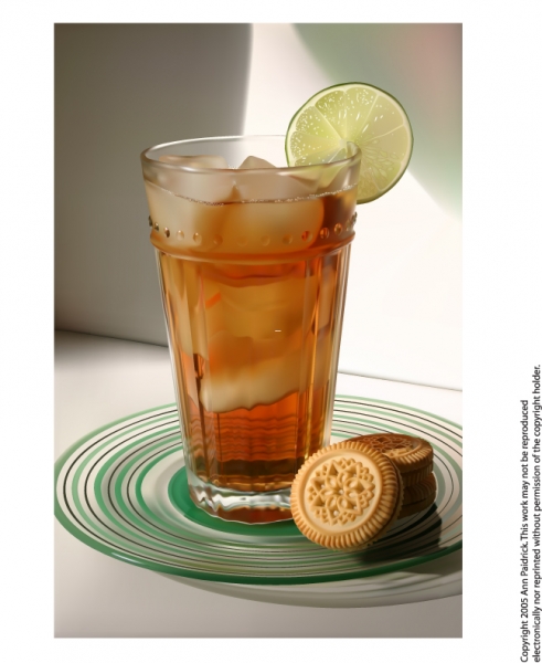 Realistic drinks vector plate lemon ice biscuits a cup   