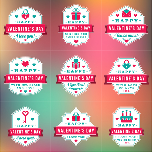 Vintage valentines day labels vector set 03 vintage valentines labels day   