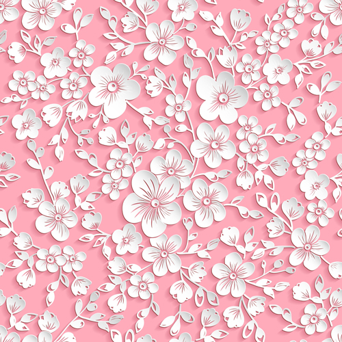 Beautiful paper flower seamless pattern vector 01 seamless pattern paper flower beautiful   