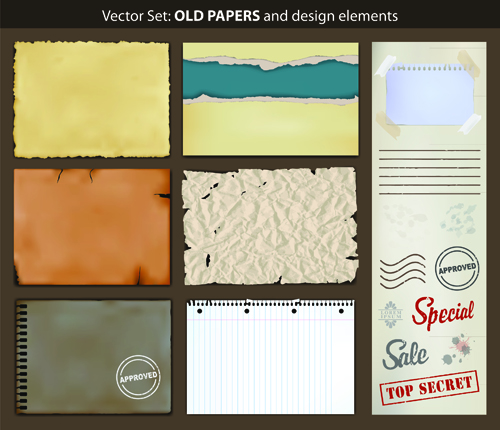 Vector Old Paper design elements set 07 old paper old elements element   
