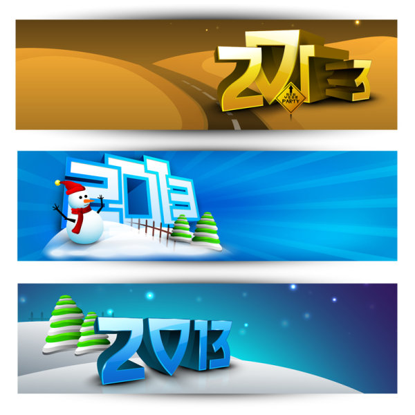 2013 Happy New Year theme banner vector 01 theme new year happy banner 2013   