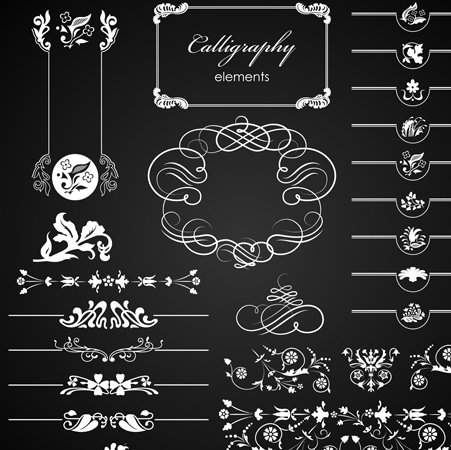 Set of ornate Calligraphy border pattern vector 02 pattern vector pattern ornate Calligraphy font   