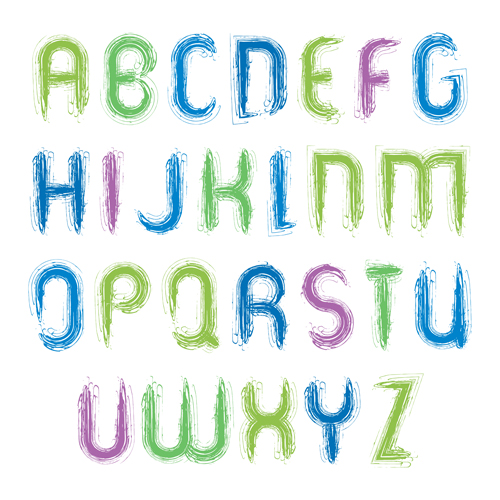 Watercolor alphabet letter with numebrs vector 07 watercolor numebrs letter alphabet   