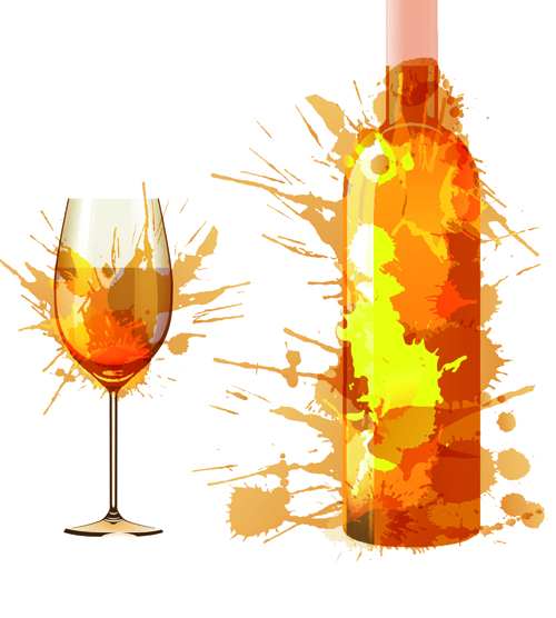 Wine Bottle with Splash Effect vector 04 wine bottle wine splash effect   