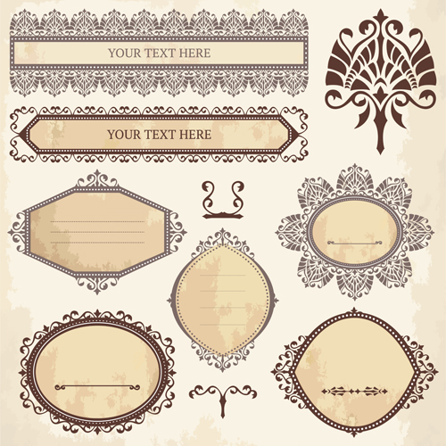 Classical ornaments frames vintage style vector set 02 Vintage Style vintage ornaments frames classical   