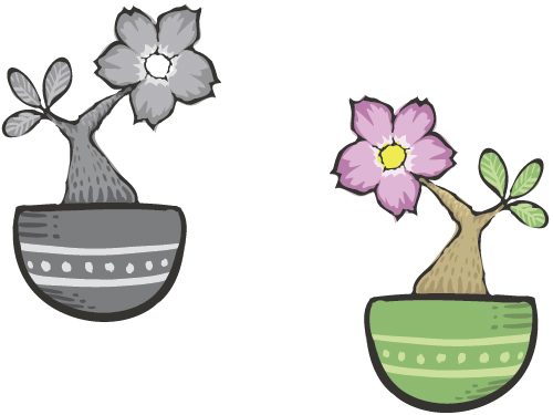 Hand drawn flowers in pot vector material 04 pot hand drawn flowers   