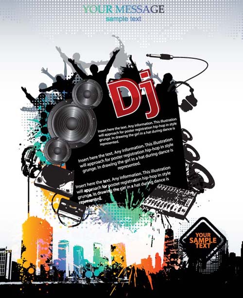 Set of Flyer music party design elements vector 03 party music flyer elements element   