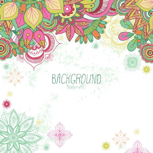 Cartoon flowers with grunge background vectors 03 grunge flowers cartoon background   