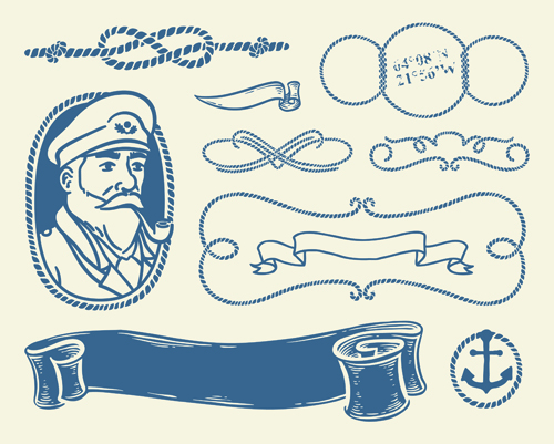 Hand drawn nautical elements vector material 03 nautical material hand-draw hand drawn hand   