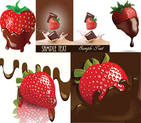 Chocolate Strawberry vector strawberry red liquid green leaves fresh fruit picture material free strawberry EPS vector material to download chocolate   