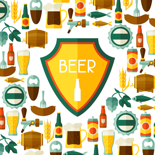 Beer flat style background vector design 08 style flat beer background   