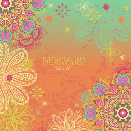 Cartoon flowers with grunge background vectors 04 grunge flowers cartoon background   