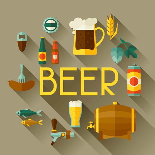 Beer flat style background vector design 06 style flat beer background   