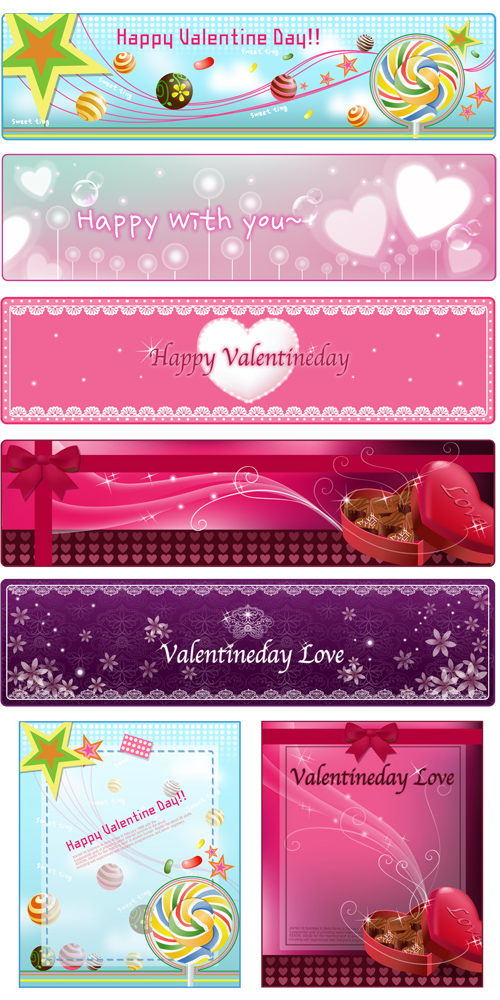 Banner fashion backgrounds design art ribbon pattern heart shaped border   