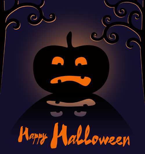 Pumpkin halloween poster vintage vector 03   