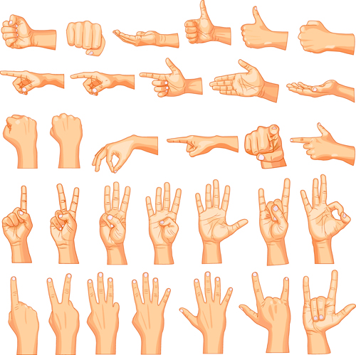 Vector set of different gestures graphic 04 gestures gesture different   