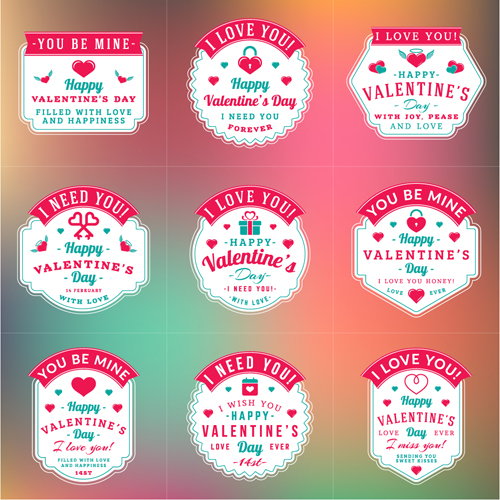 Vintage valentines day labels vector set 01 vintage valentines labels day   
