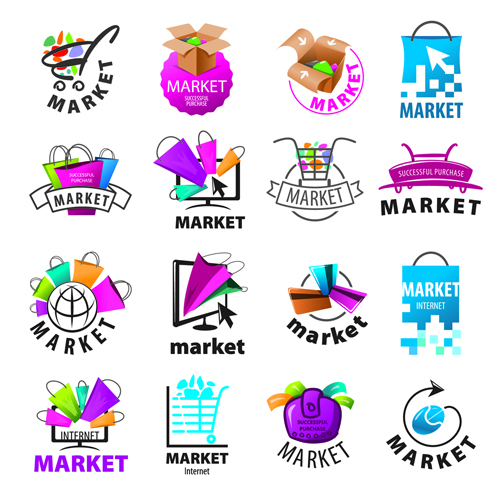 Creative market logos vector set market logos creative   