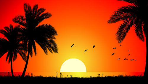 Sunset landscapes beautiful vector background 03 sunset landscape beautiful background   